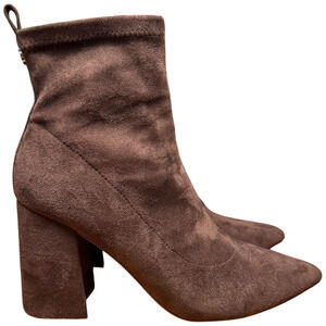 STEVE MADDEN Falona Women's 9 Chocolate.Boots Pointed Toe Heeled Fabric Boot